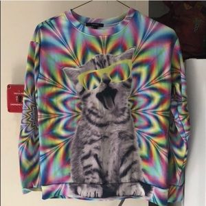 TRIPPY KITTY LONG SLEEVE TOP